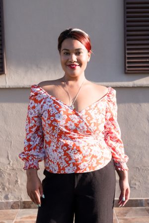 Orange Off the shoulder wrap top