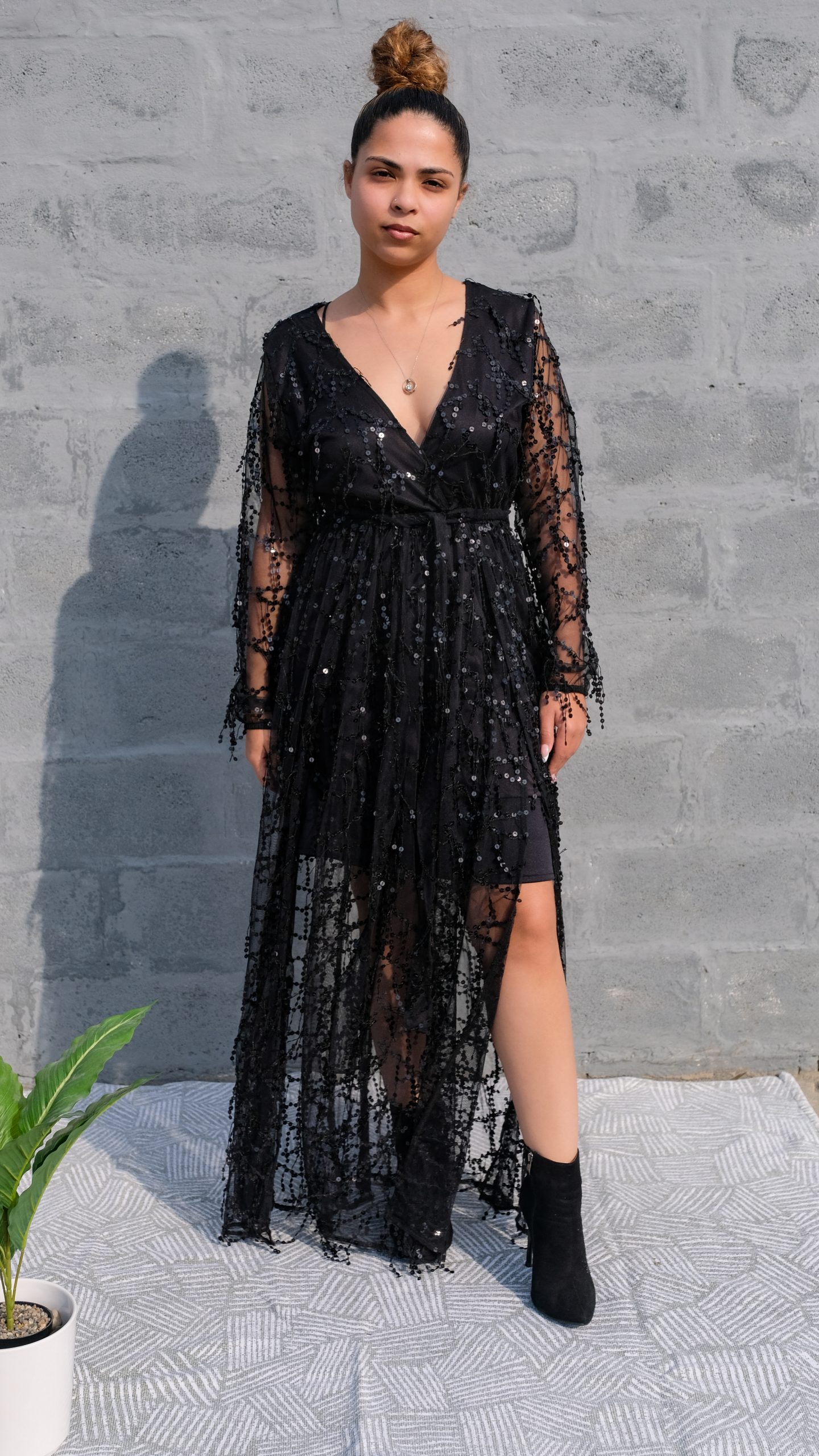 Black lace sparkle gown