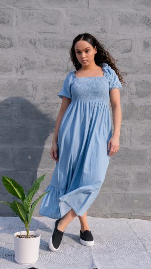 Blue Denim Maxi Dress