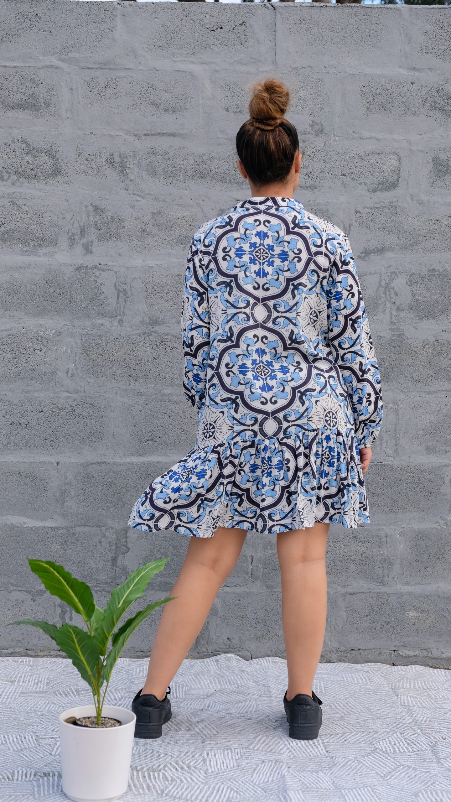 Blue/Black and white mini dress - Image 2